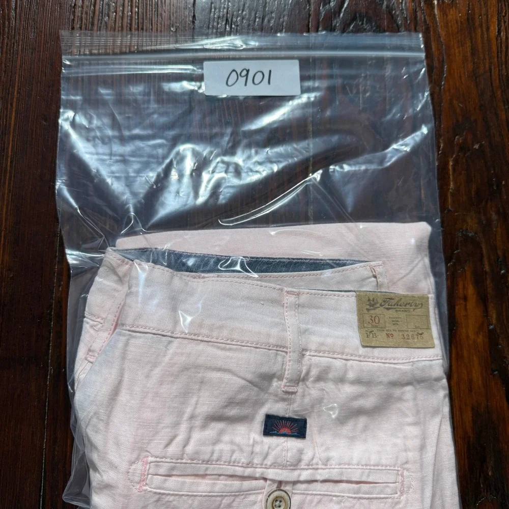 NWT Faherty Shorts Mens 30 Pink Summer Malibu Linen Blend 9
